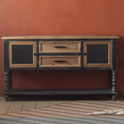 Antique Carved Wood Console Table with Shelf