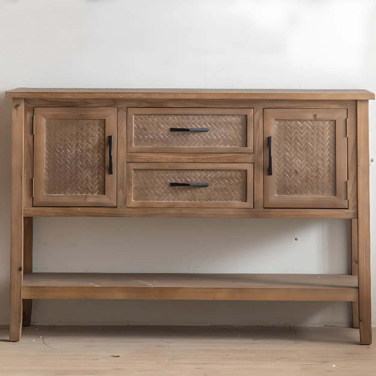 Antique Carved Wood Console Table with Shelf