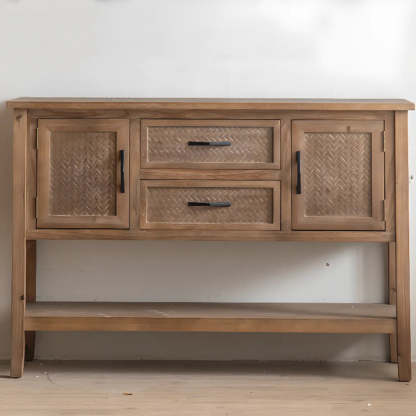 Antique Carved Wood Console Table with Shelf