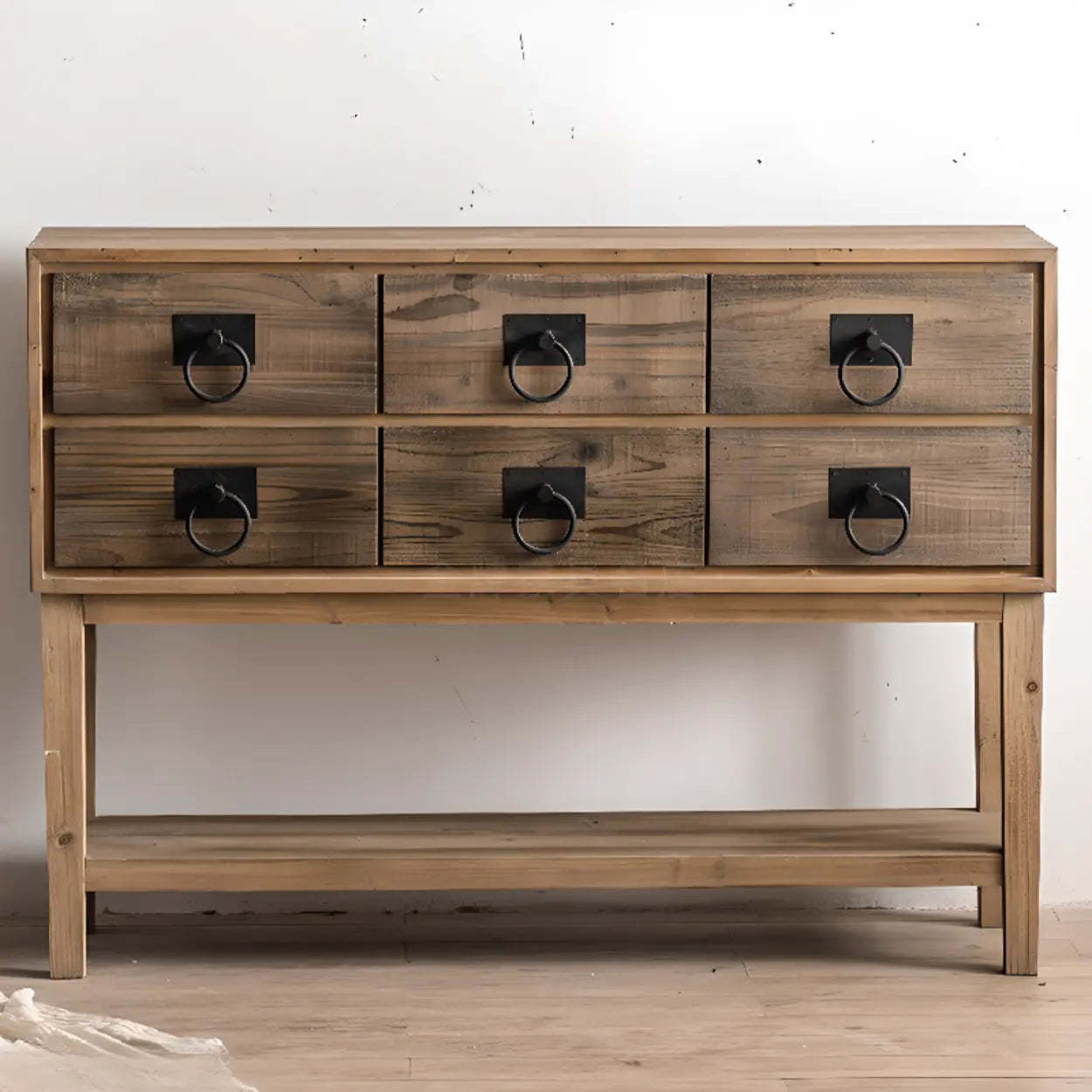 Antique Carved Wood Console Table with Shelf