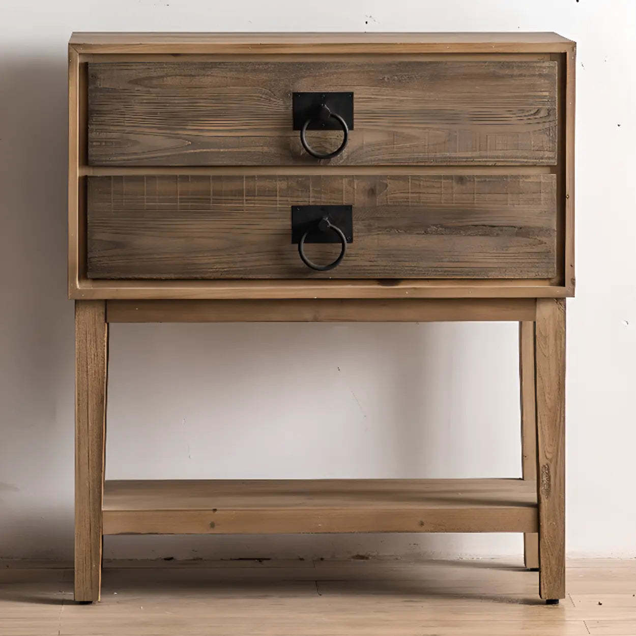 Carved wood end & side tables for entryway — 55" L x 16" W x 33" H