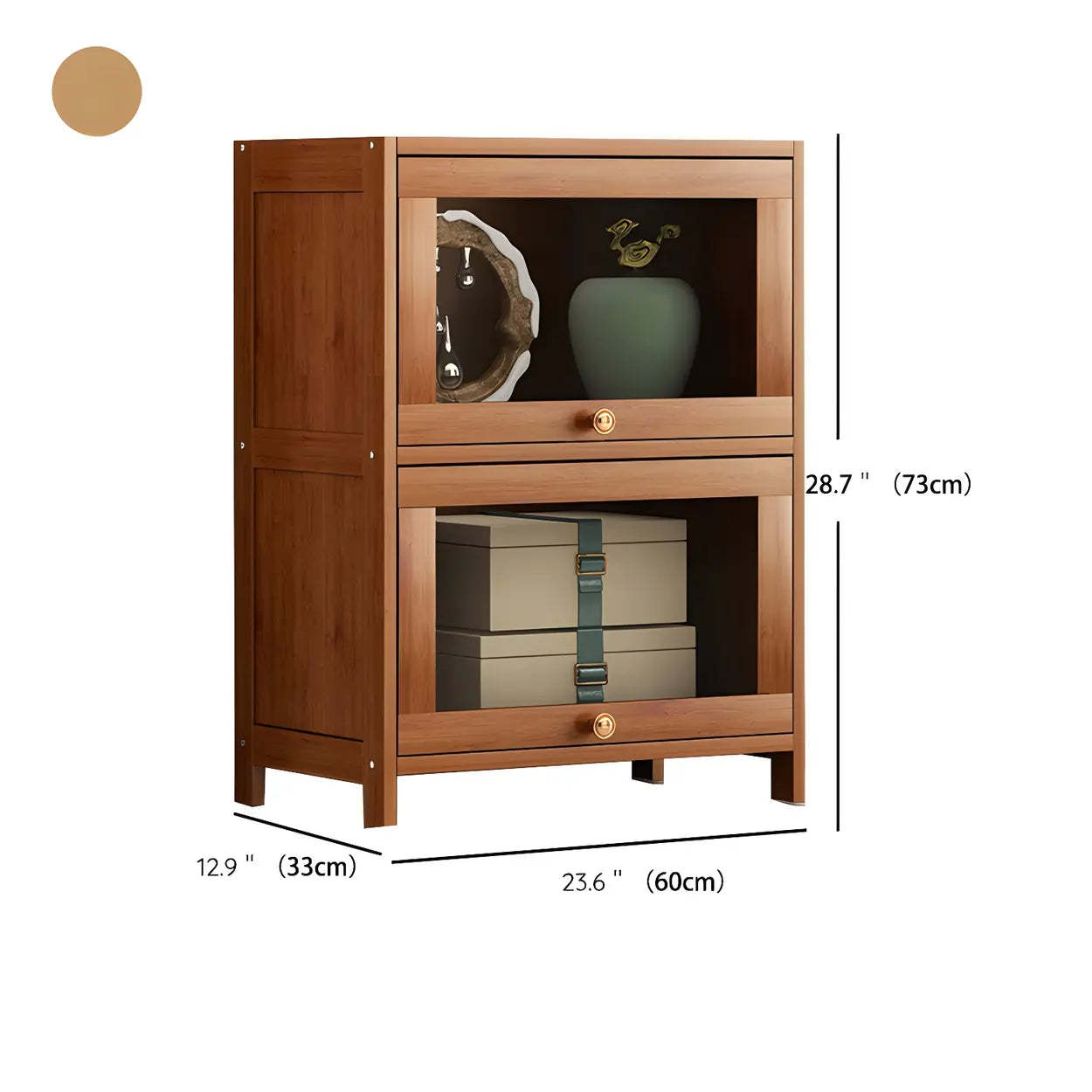 Antique Brown Bamboo Cabinet Bookcase