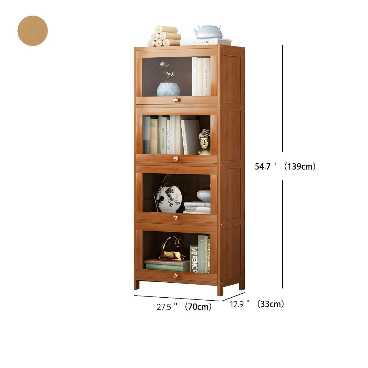 Antique Brown Bamboo Cabinet Bookcase