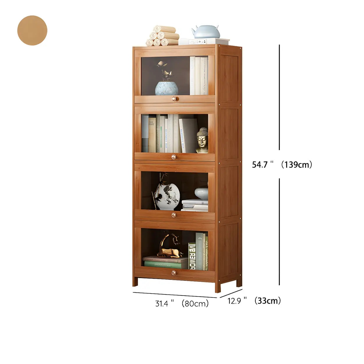 Antique Brown Bamboo Cabinet Bookcase