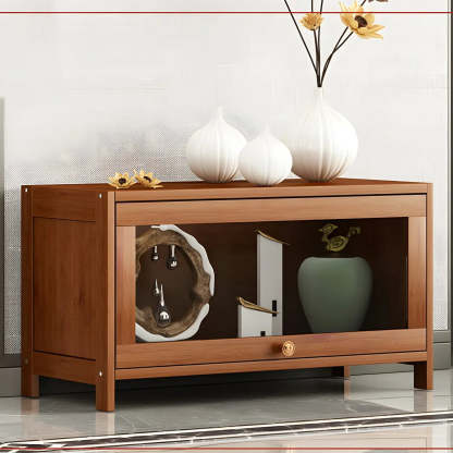 Antique Brown Bamboo Cabinet Bookcase