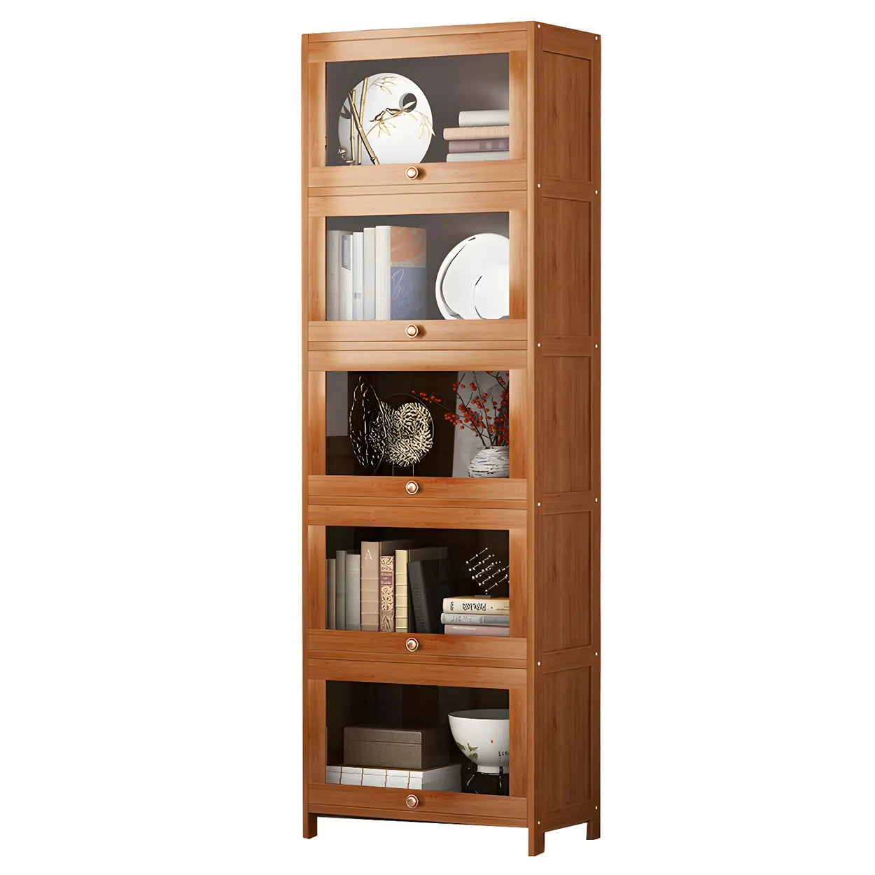 Antique Brown Bamboo Cabinet Bookcase