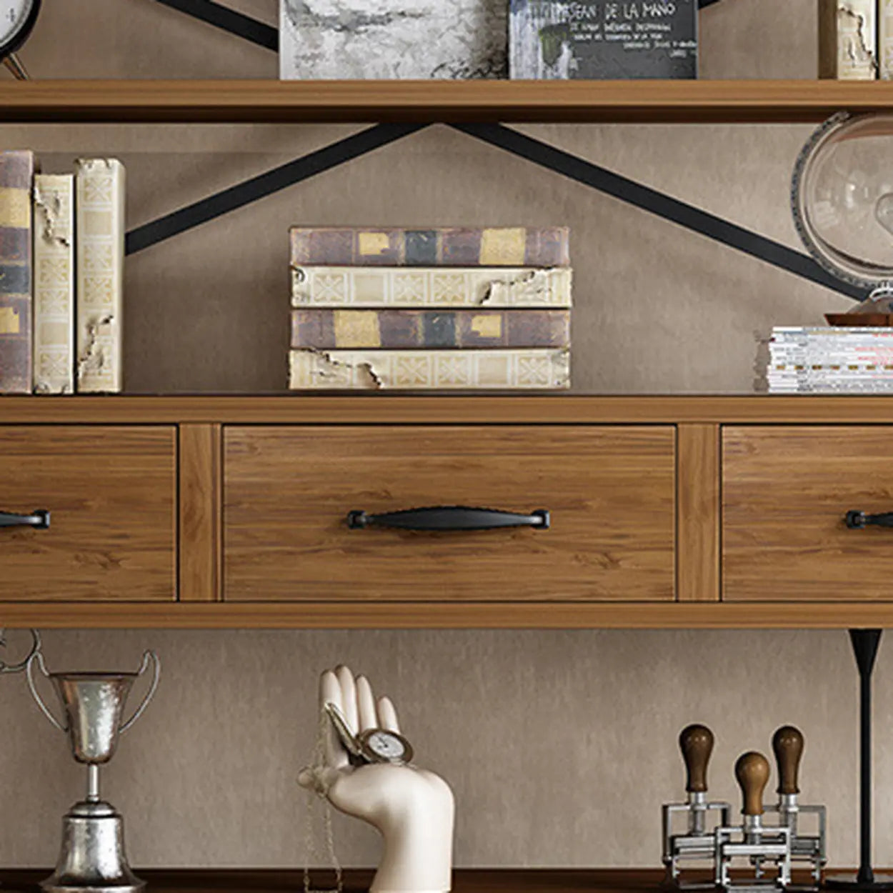 Antique Open-Frame Etagere Bookshelf