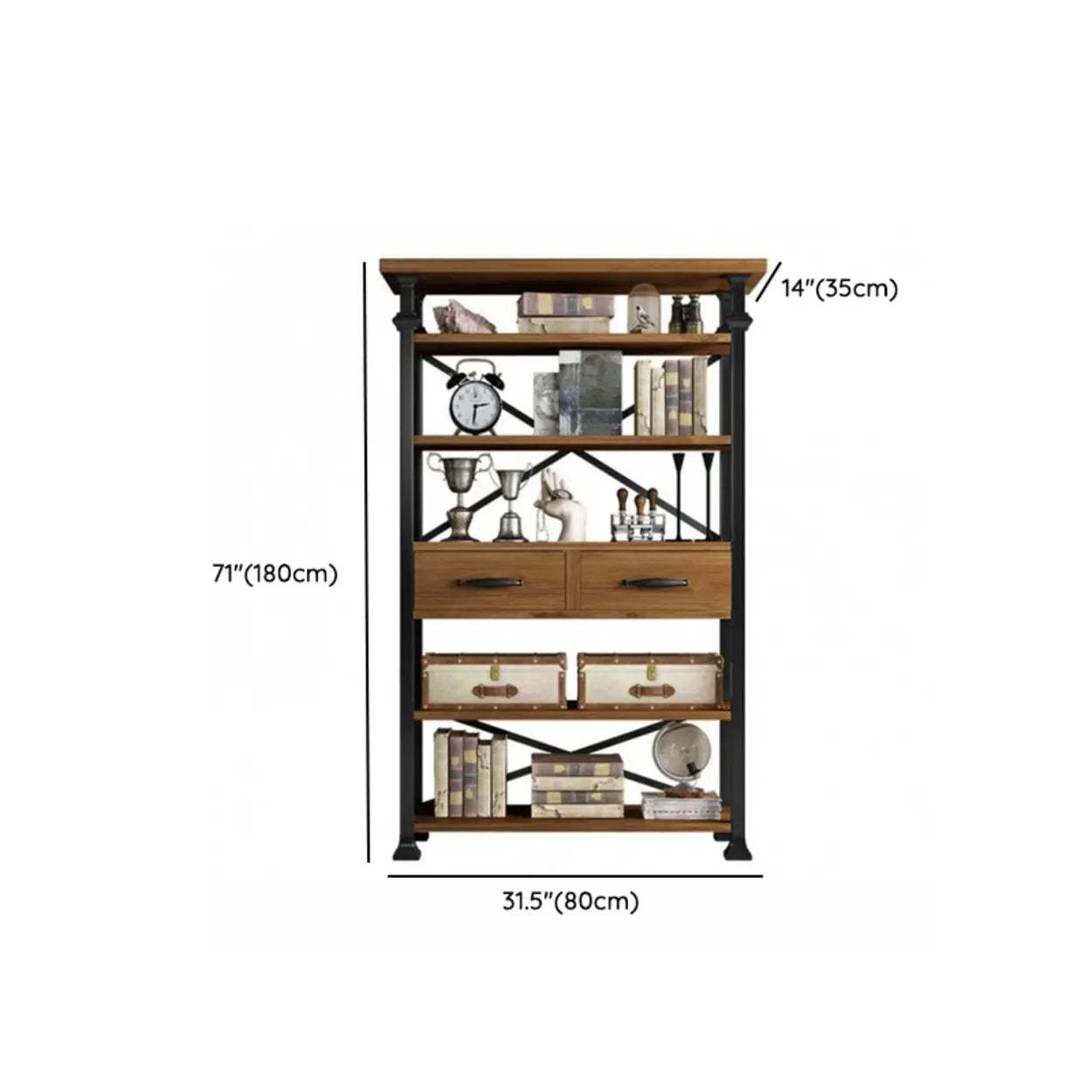 Antique Open-Frame Etagere Bookshelf