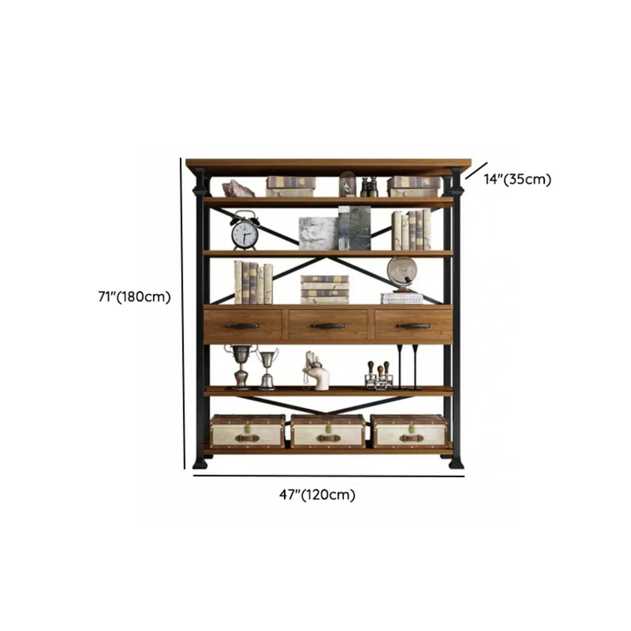 Antique Open-Frame Etagere Bookshelf