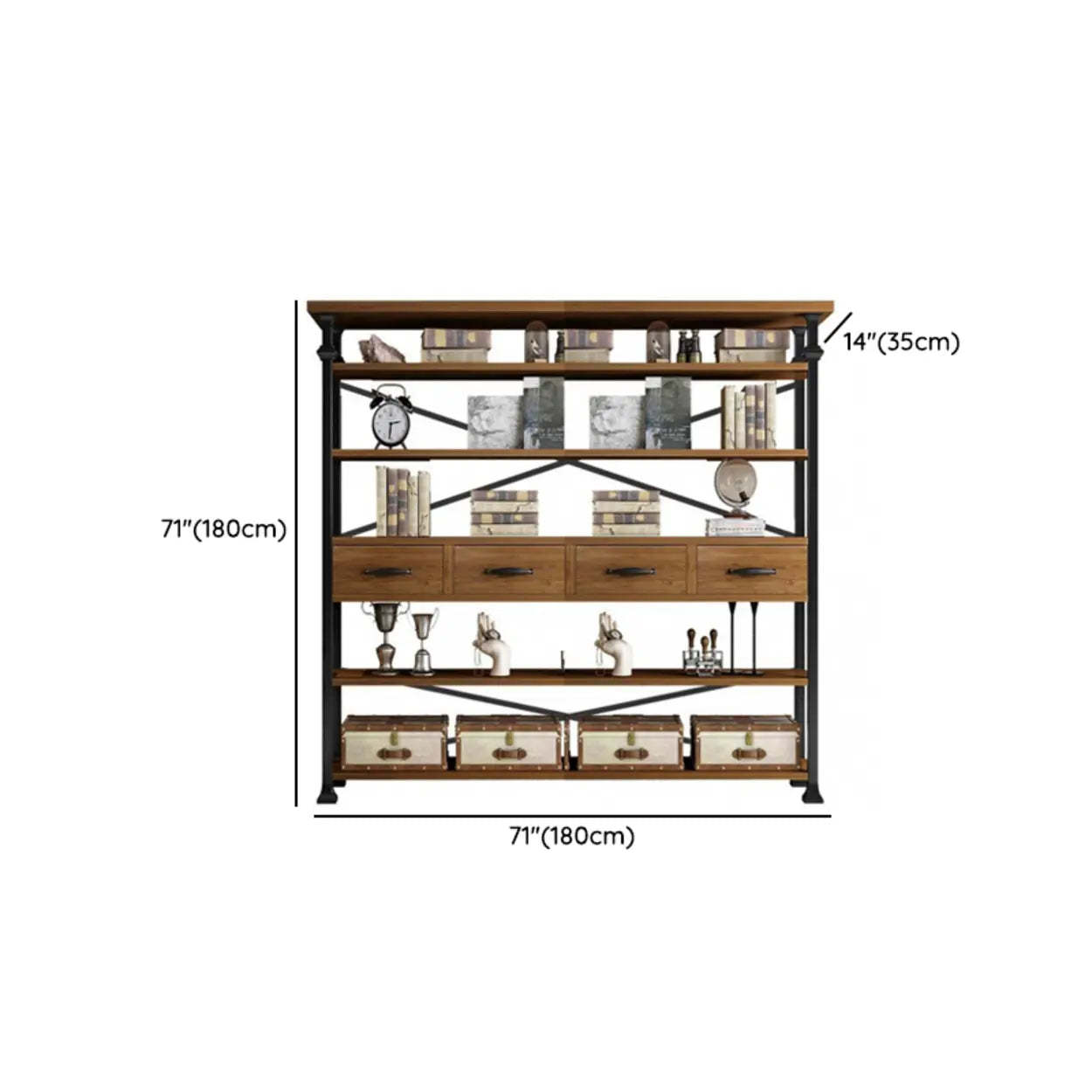 Antique Open-Frame Etagere Bookshelf
