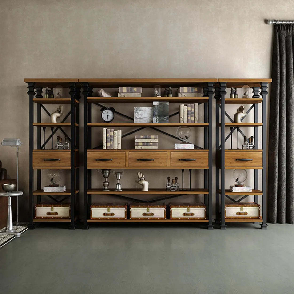 Antique Open-Frame Etagere Bookshelf