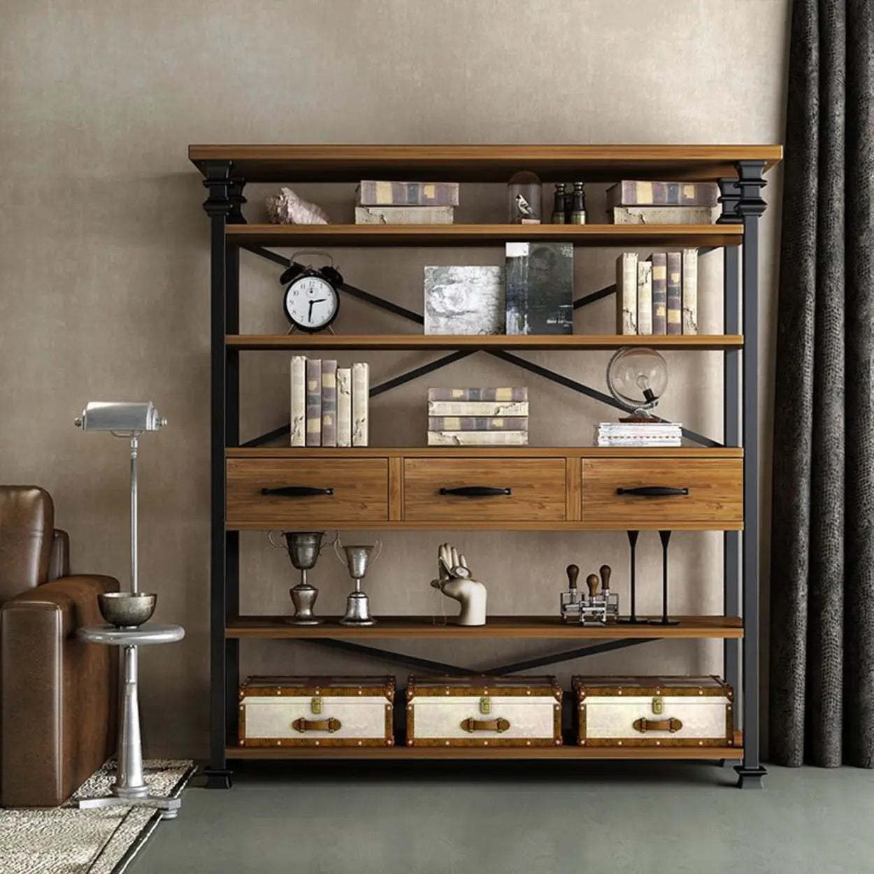 Antique Open-Frame Etagere Bookshelf