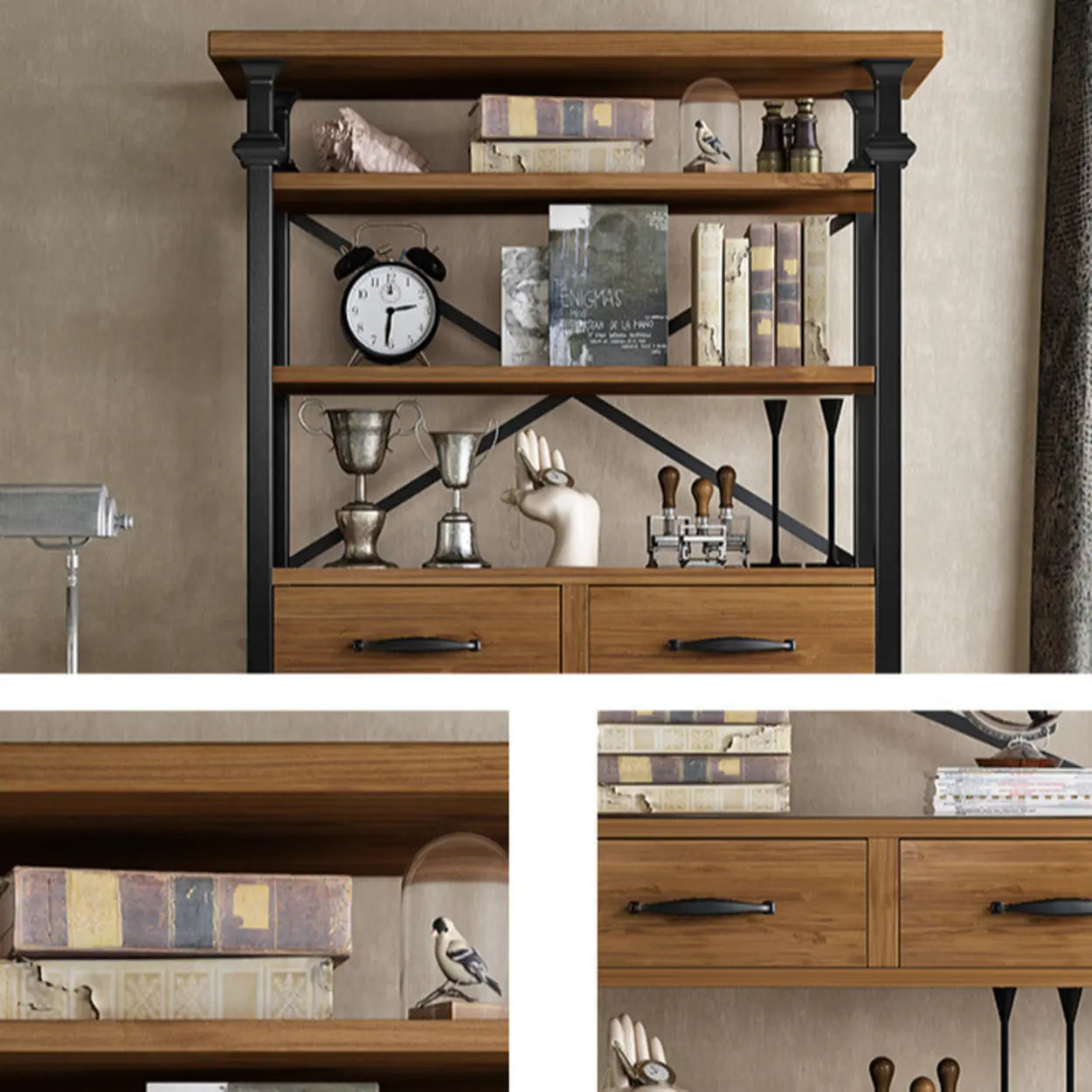 Antique Open-Frame Etagere Bookshelf
