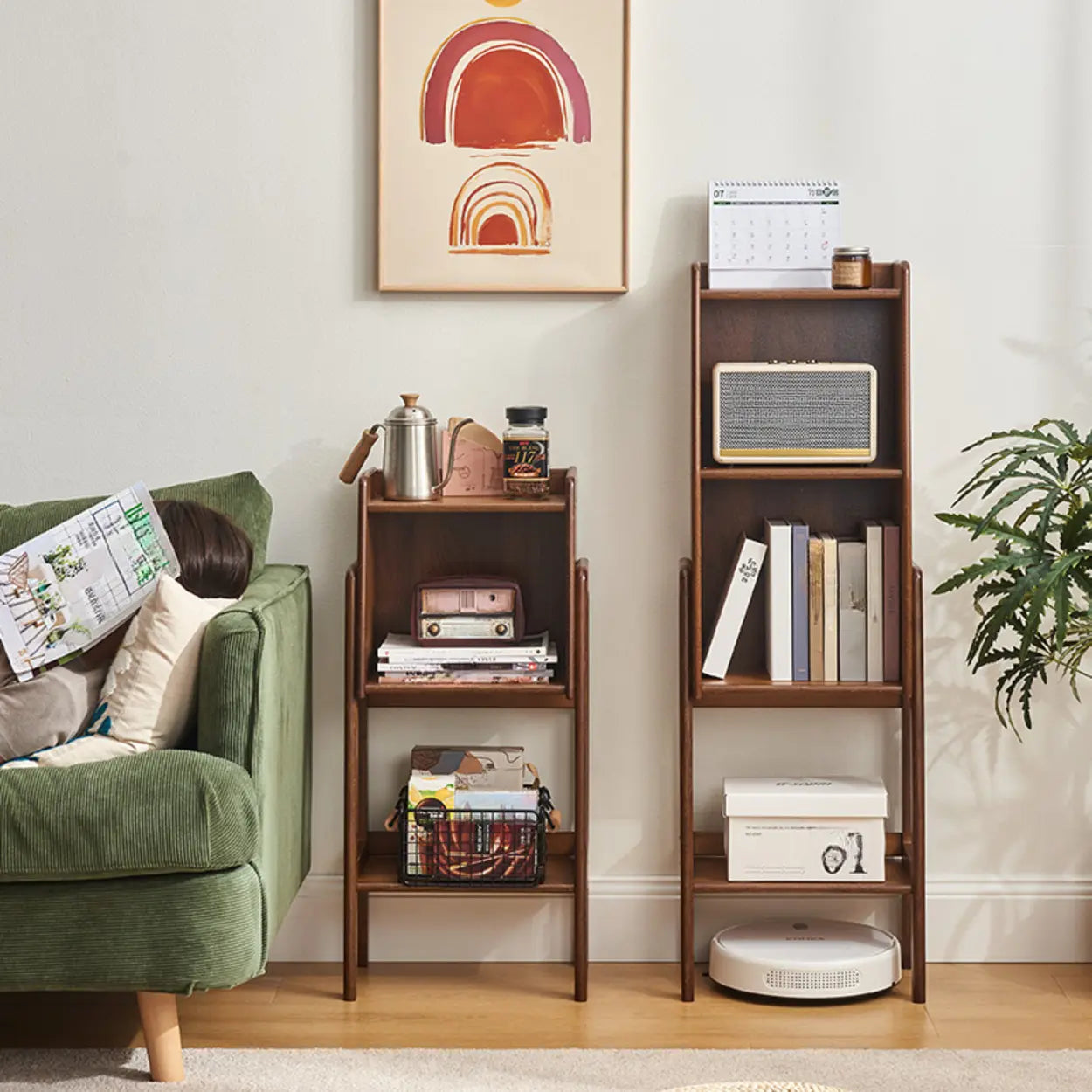 Antique Wooden Closed Rack Bookcase — Nut-Brown