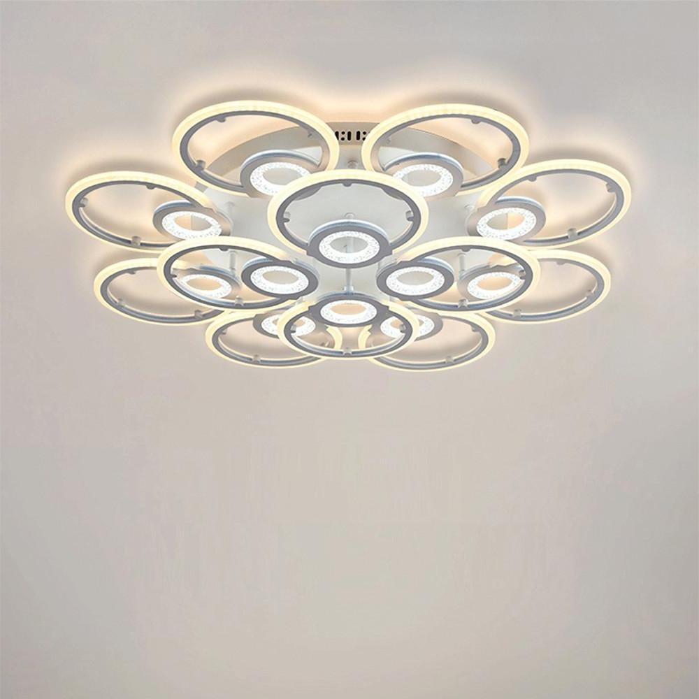 Ring display semi-flush mount light in metal — 3-Color Changeable / 12-Light