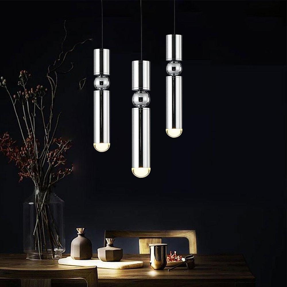 Elongated Cylindrical Metal LED Pendant Light