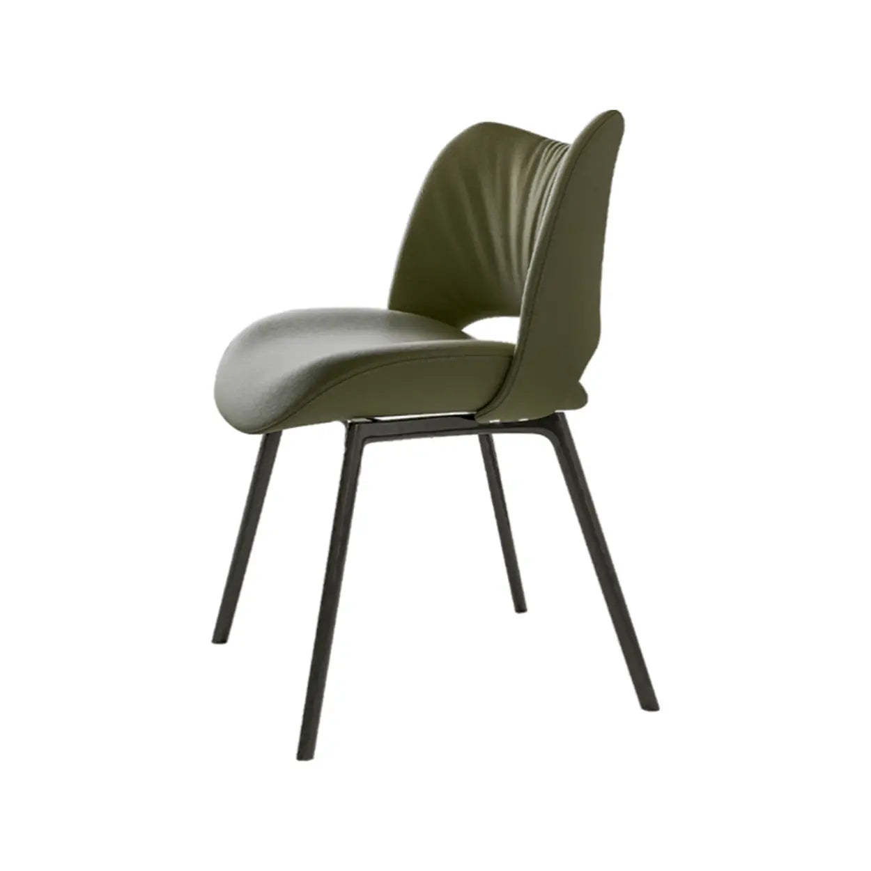 Armless Curved-Back Faux Leather Metal Dining Chair