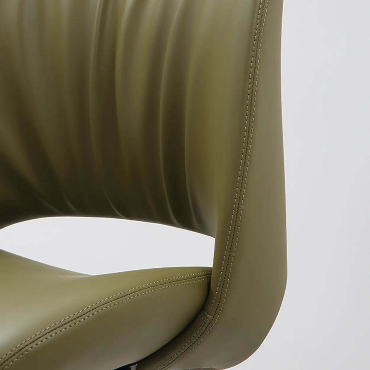Armless Curved-Back Faux Leather Metal Dining Chair