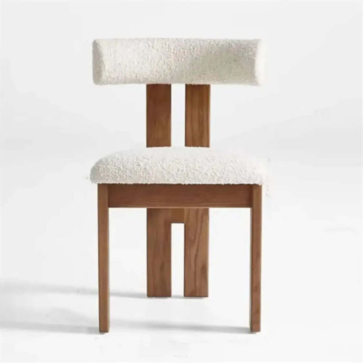 Green Armless Curved-Back Wood Upholstered Dining Chair