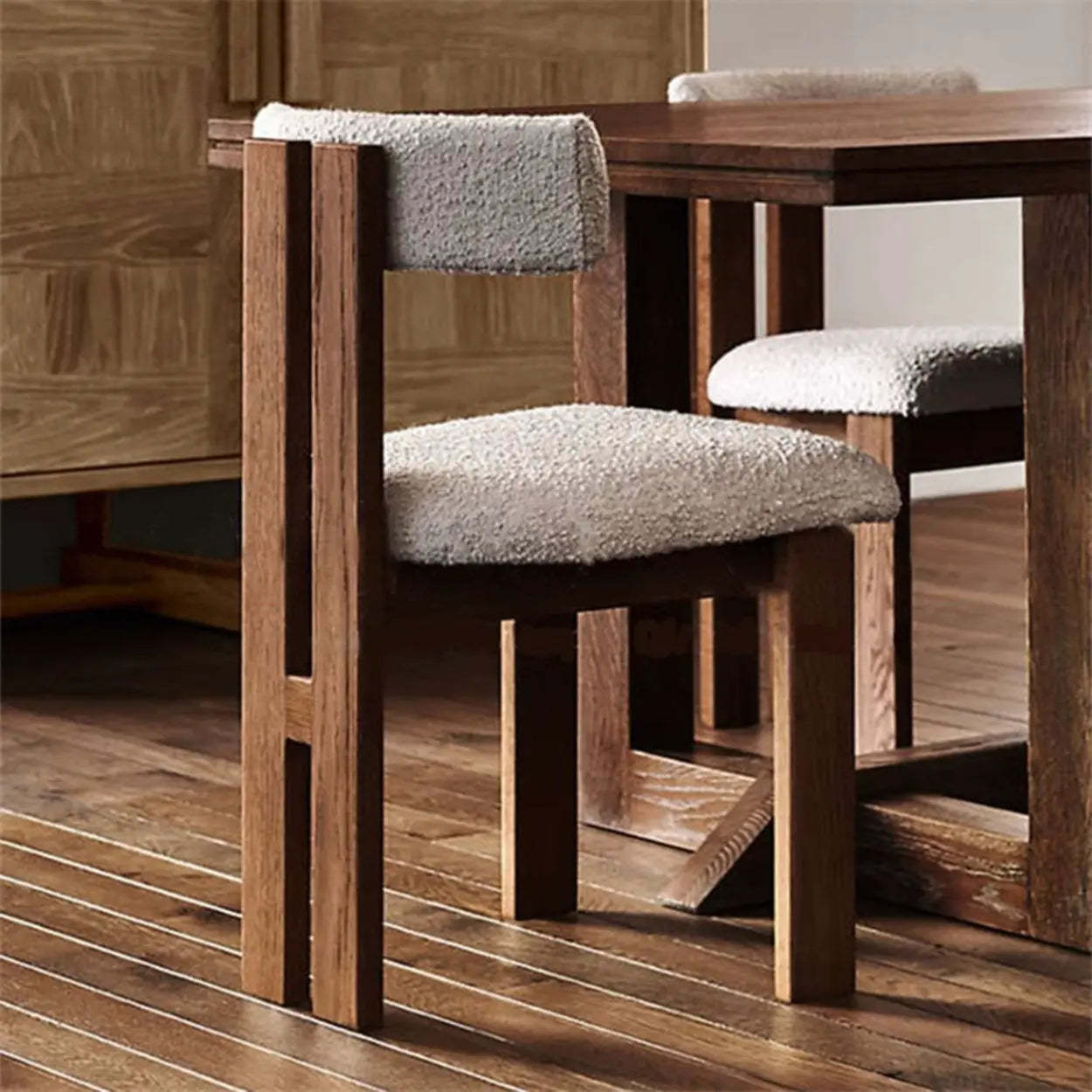 Green Armless Curved-Back Wood Upholstered Dining Chair