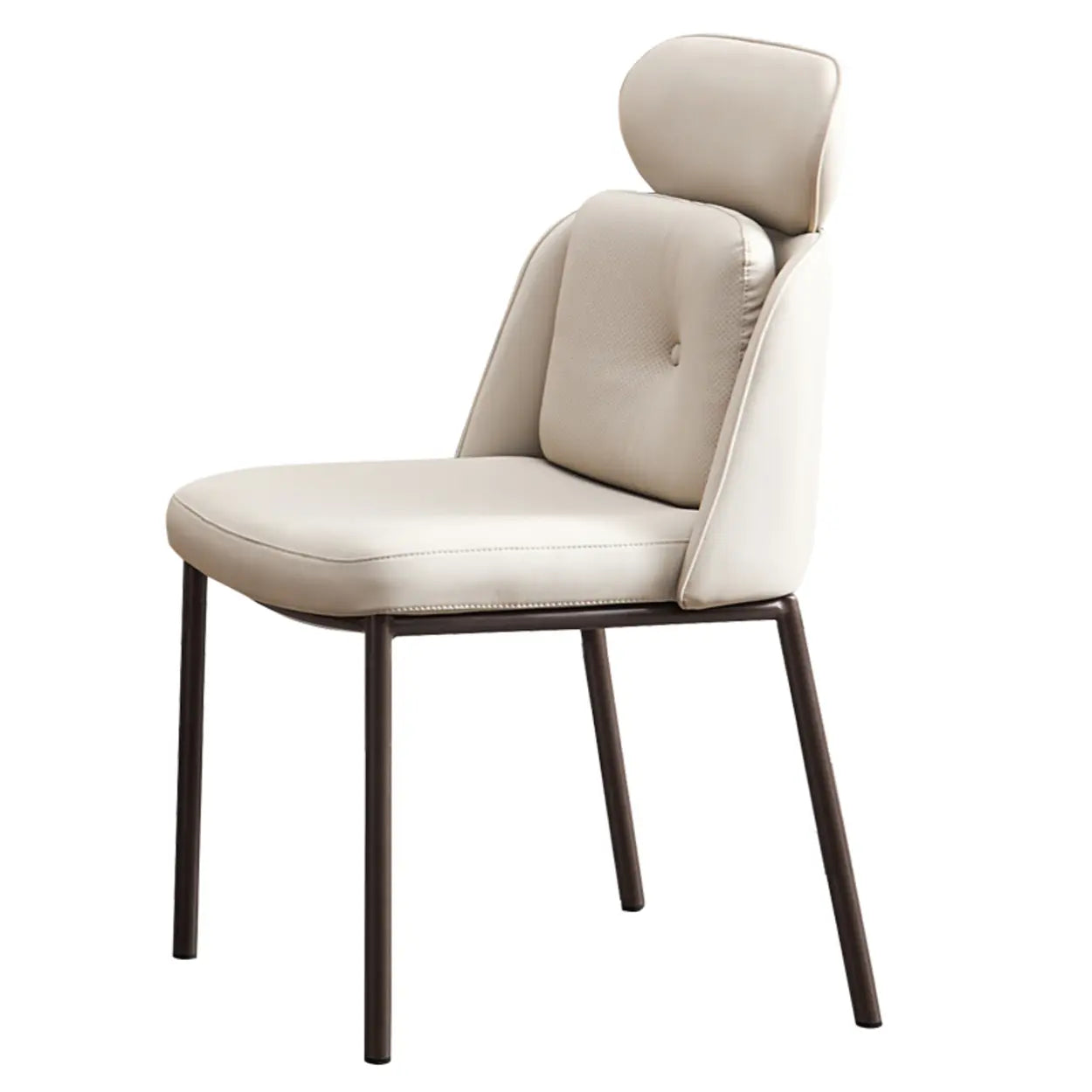 Armless Faux Leather Headrest Dining Chair — Blackish Green