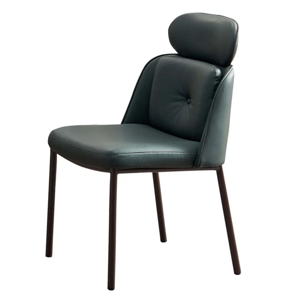 Leather headrest armless gray leather metal glass dining chairs & benches, Lighom