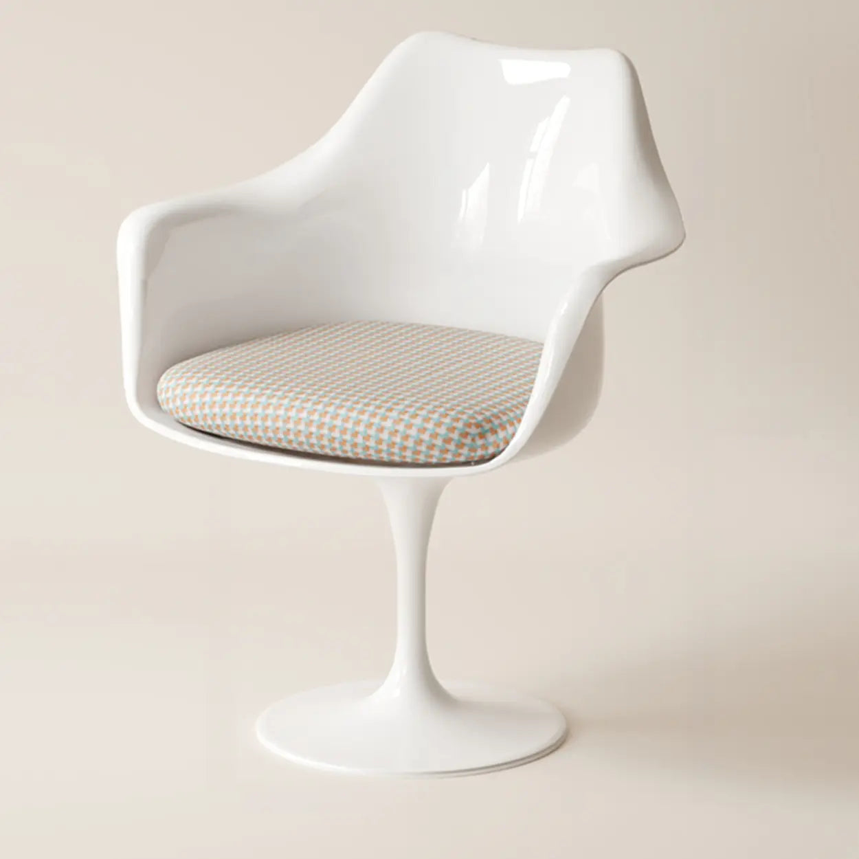 Polyurethane Tulip Dining Chair — Yellow (Velvet) / With Arms