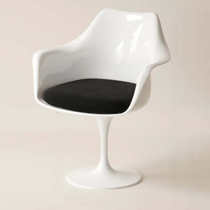 Polyurethane Tulip Dining Chair — Black (Velvet) / With Arms