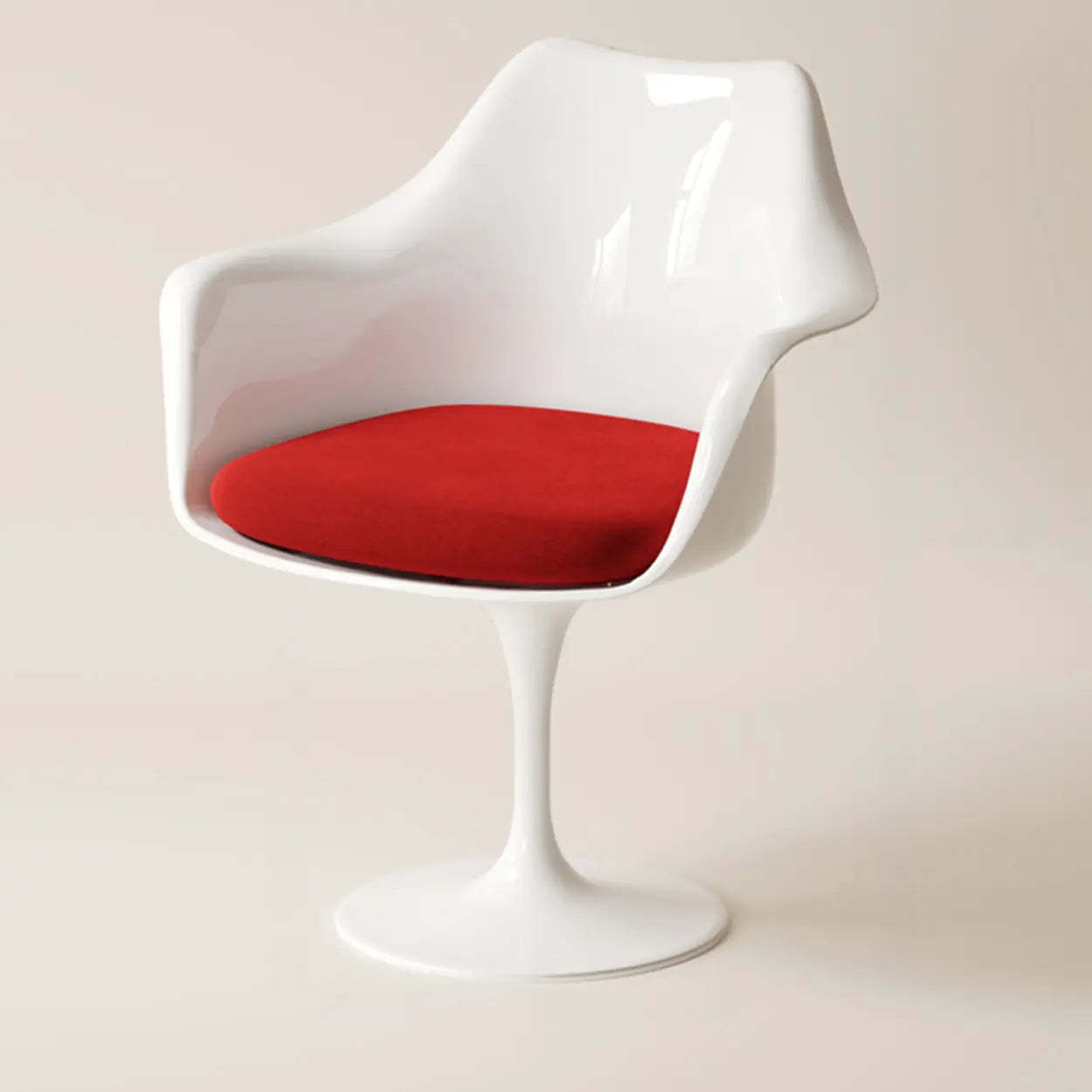 Polyurethane Tulip Dining Chair — Light Yellow (Linen) / Armless