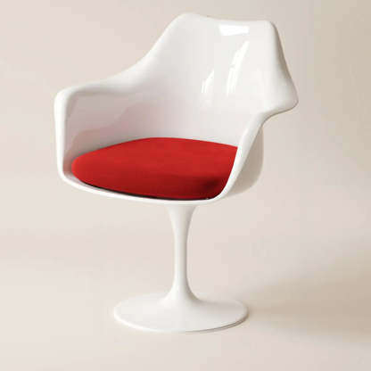 Polyurethane Tulip Dining Chair — Light Yellow (Linen) / Armless