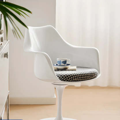 Polyurethane Tulip Dining Chair — Red (Velvet) / Armless