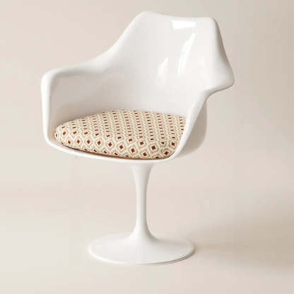 Polyurethane Tulip Dining Chair — Red (Velvet) / With Arms