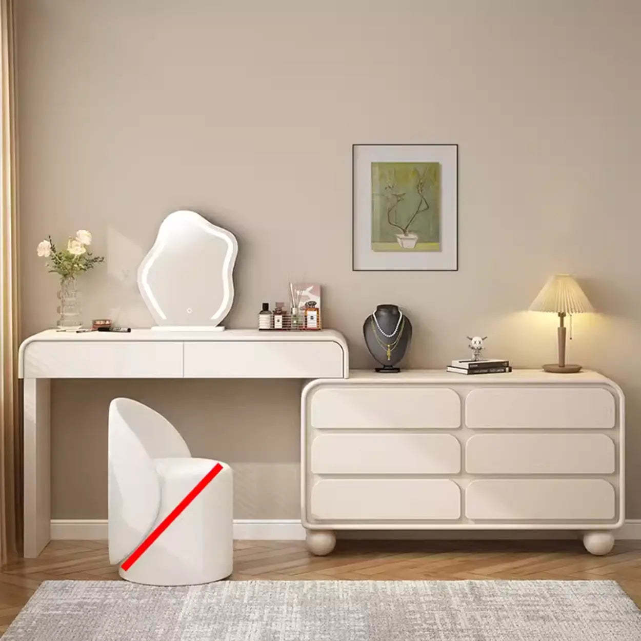 Lighom modern art vanity white makeup vanities — Makeup Vanity (31") & Dresser (39") & Mirror