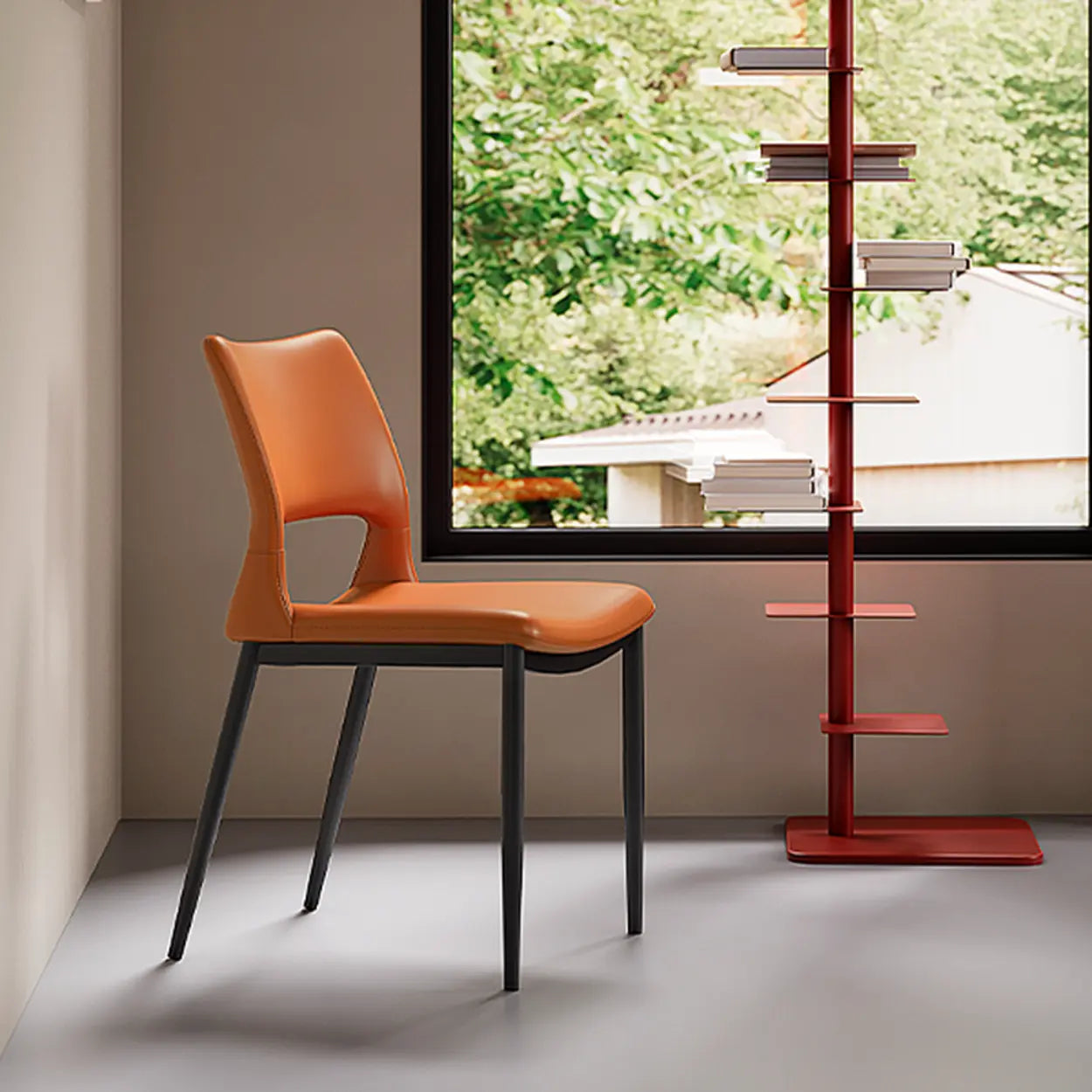 Art Deco Orange Armless Dining Chair