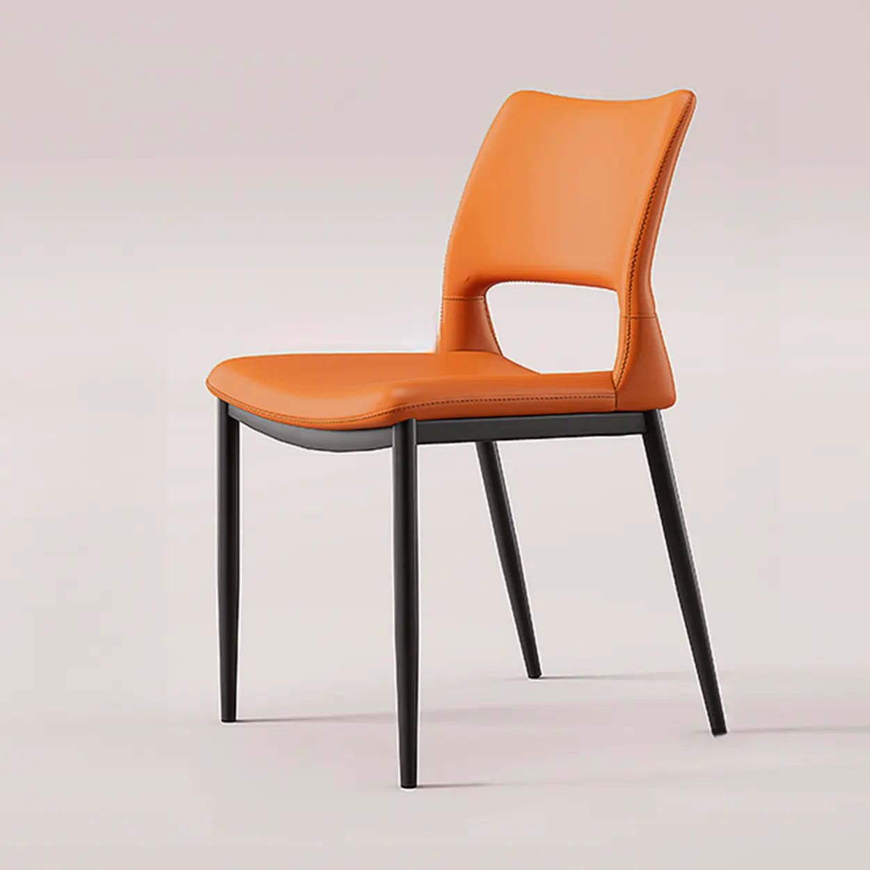 Art Deco Orange Armless Dining Chair — Dark Gray