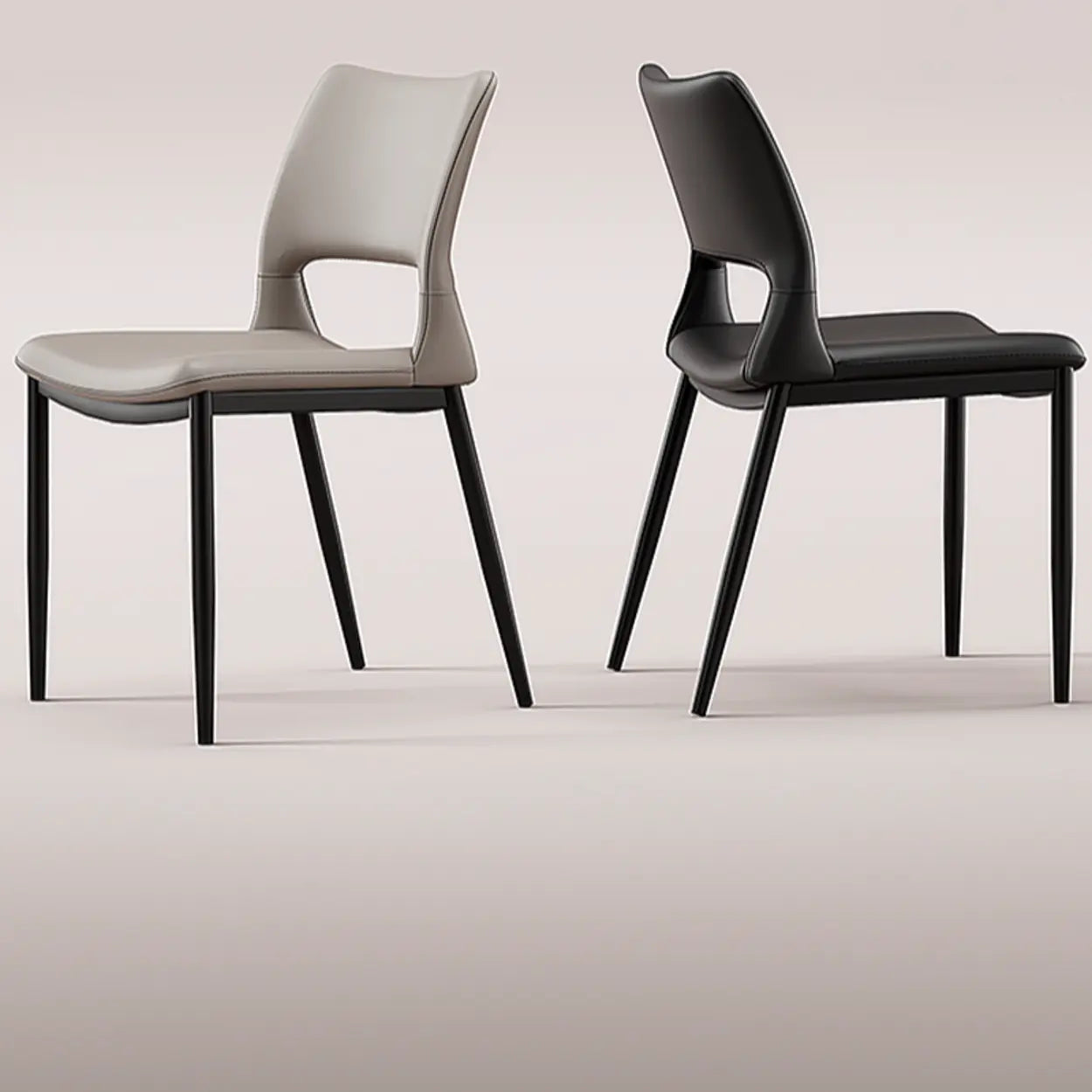 Art Deco Orange Armless Dining Chair — Light Gray