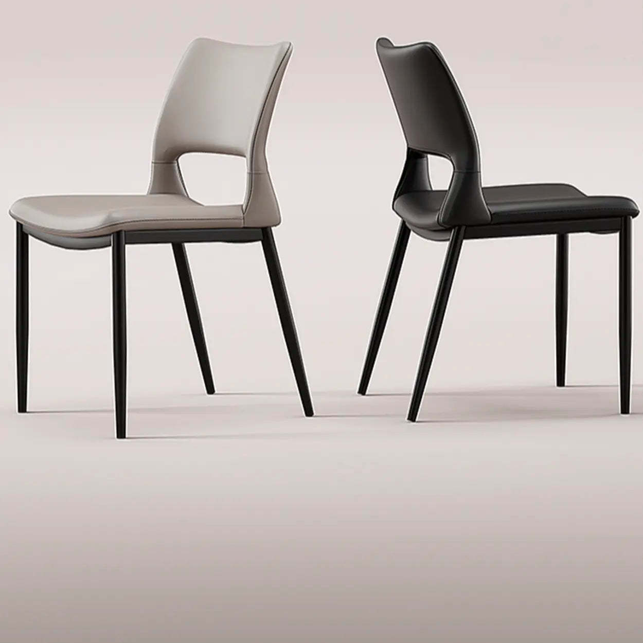 Art Deco Orange Armless Dining Chair — Light Gray