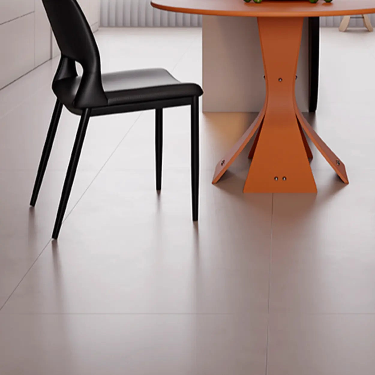 Art Deco Orange Armless Dining Chair