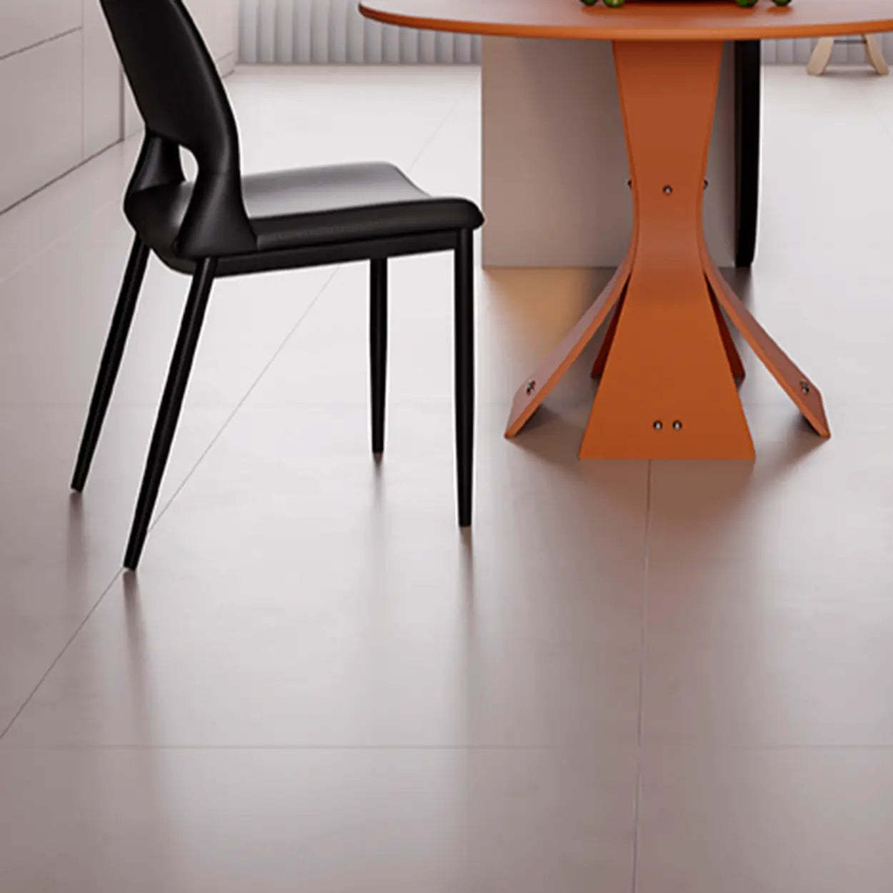 Art Deco Orange Armless Dining Chair