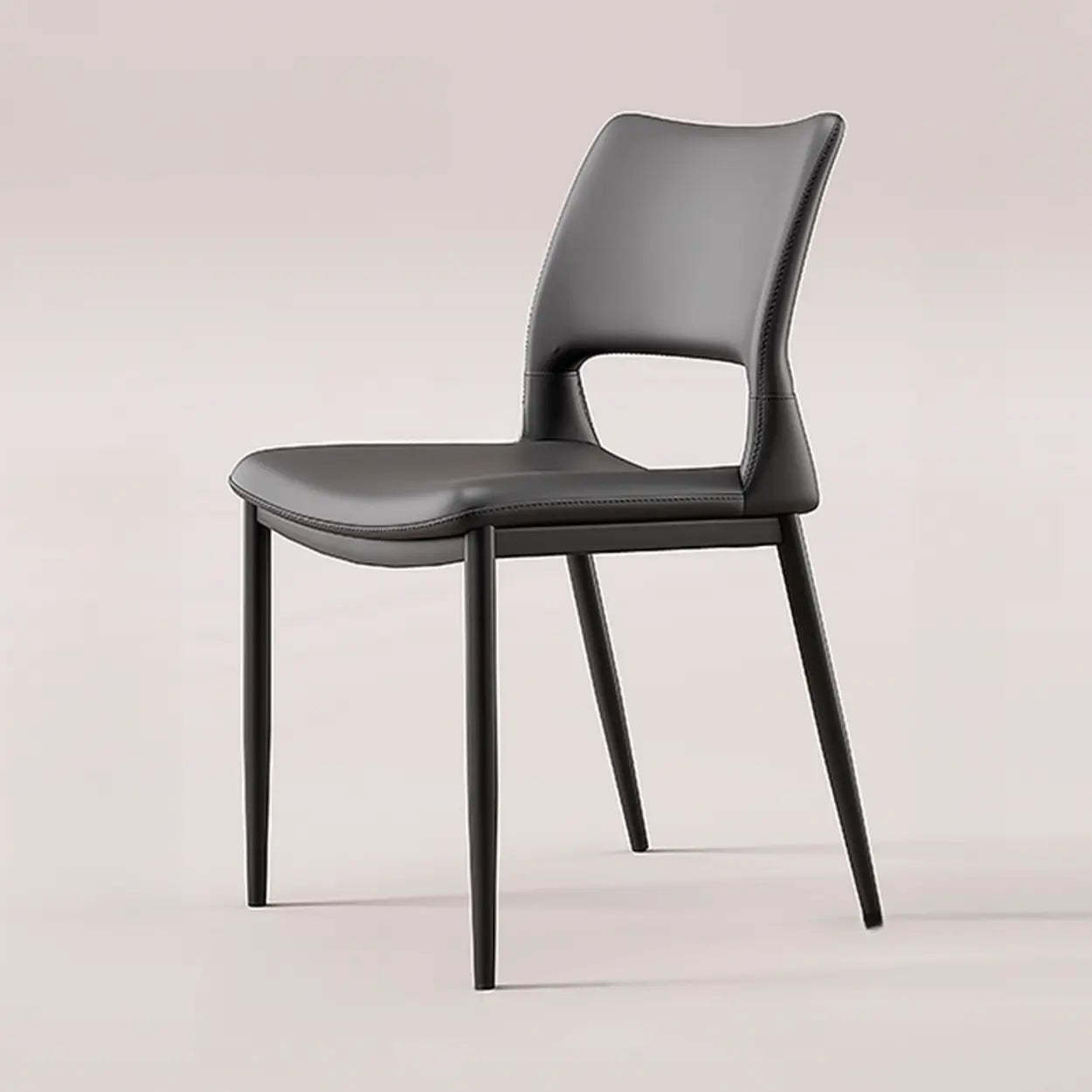 Gray metal leather armless deco dining chairs & benches - modern