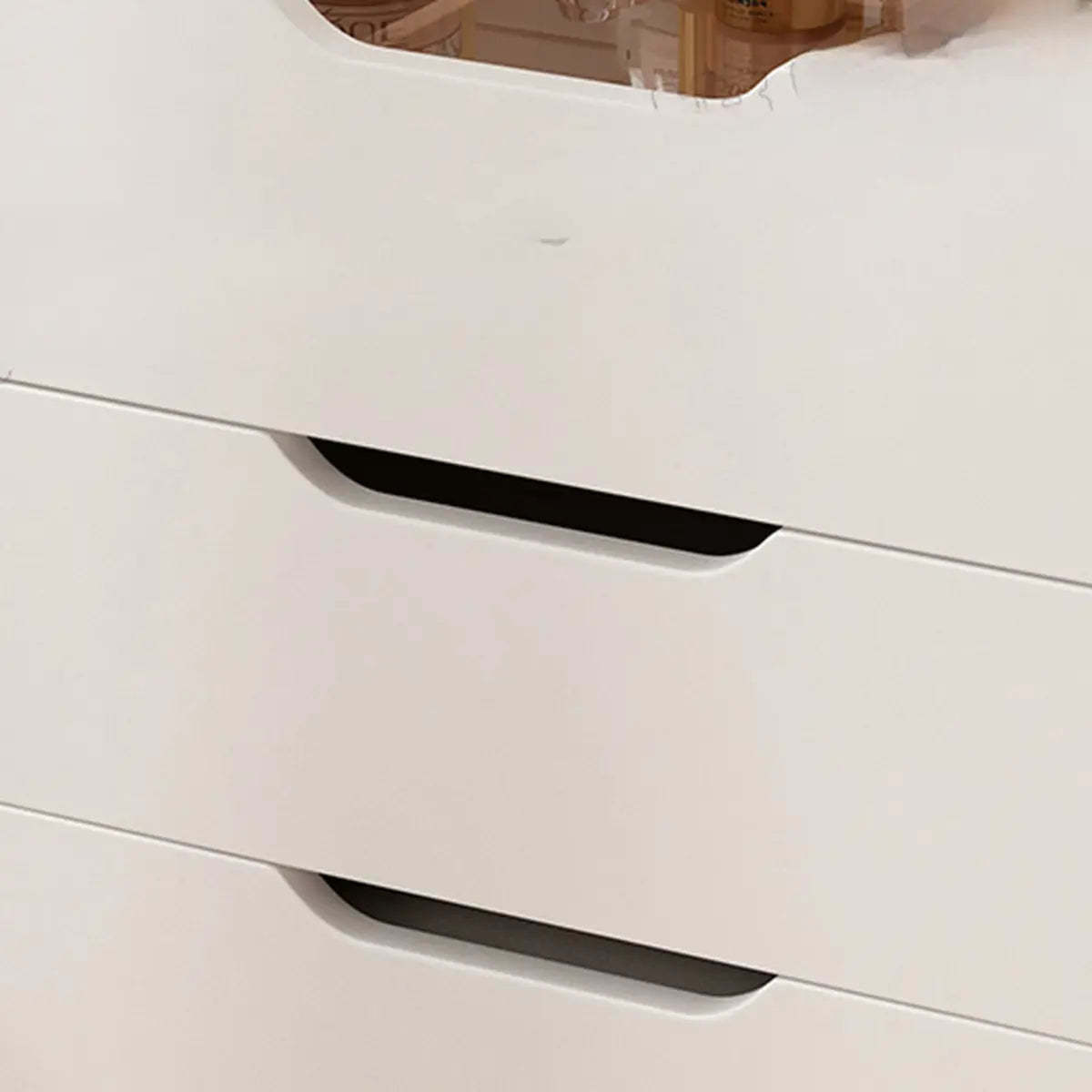 Art Deco White Wood Vanity with Seat — White / Makeup Vanity & Stool