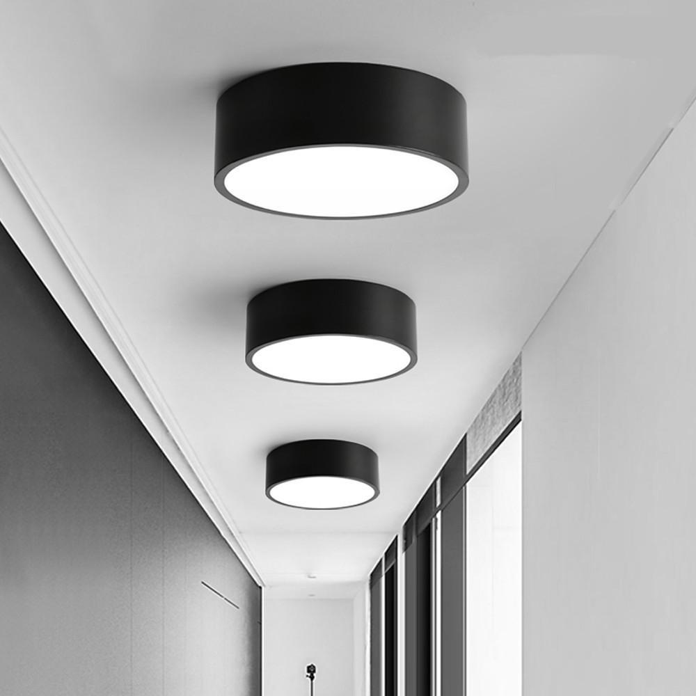Thick Cylindrical Black Modern LED Flush Mount