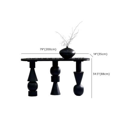 Artistic Geometric-Leg Black Wood Oval Console Table