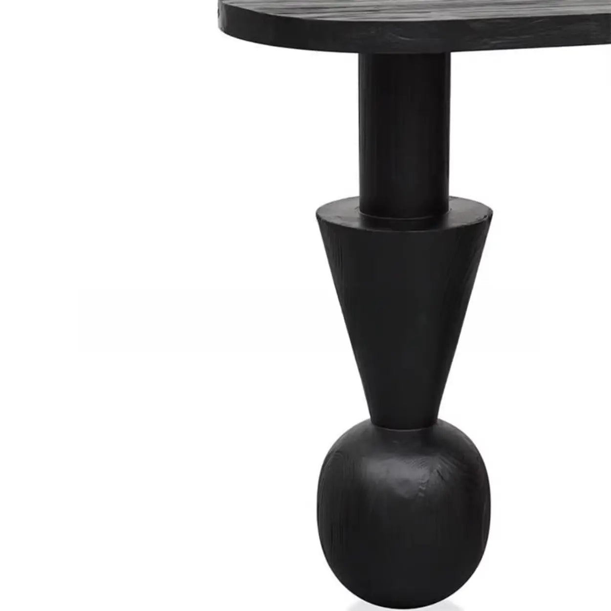 Artistic Geometric-Leg Black Wood Oval Console Table