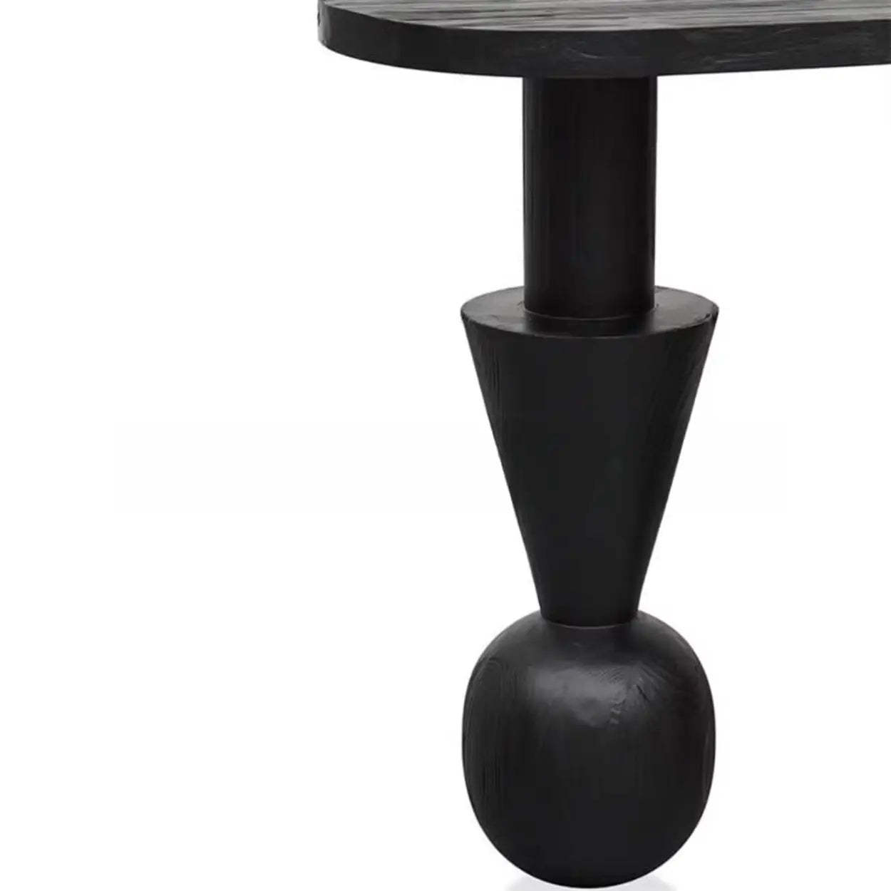 Artistic Geometric-Leg Black Wood Oval Console Table