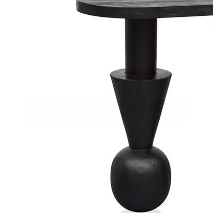 Artistic Geometric-Leg Black Wood Oval Console Table