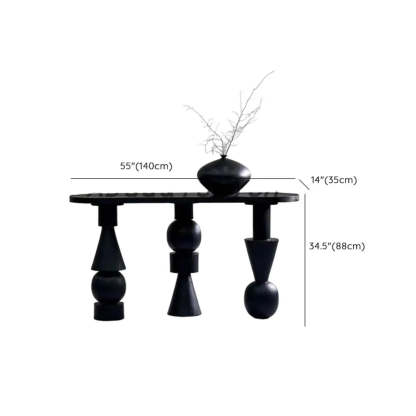 Artistic Geometric-Leg Black Wood Oval Console Table