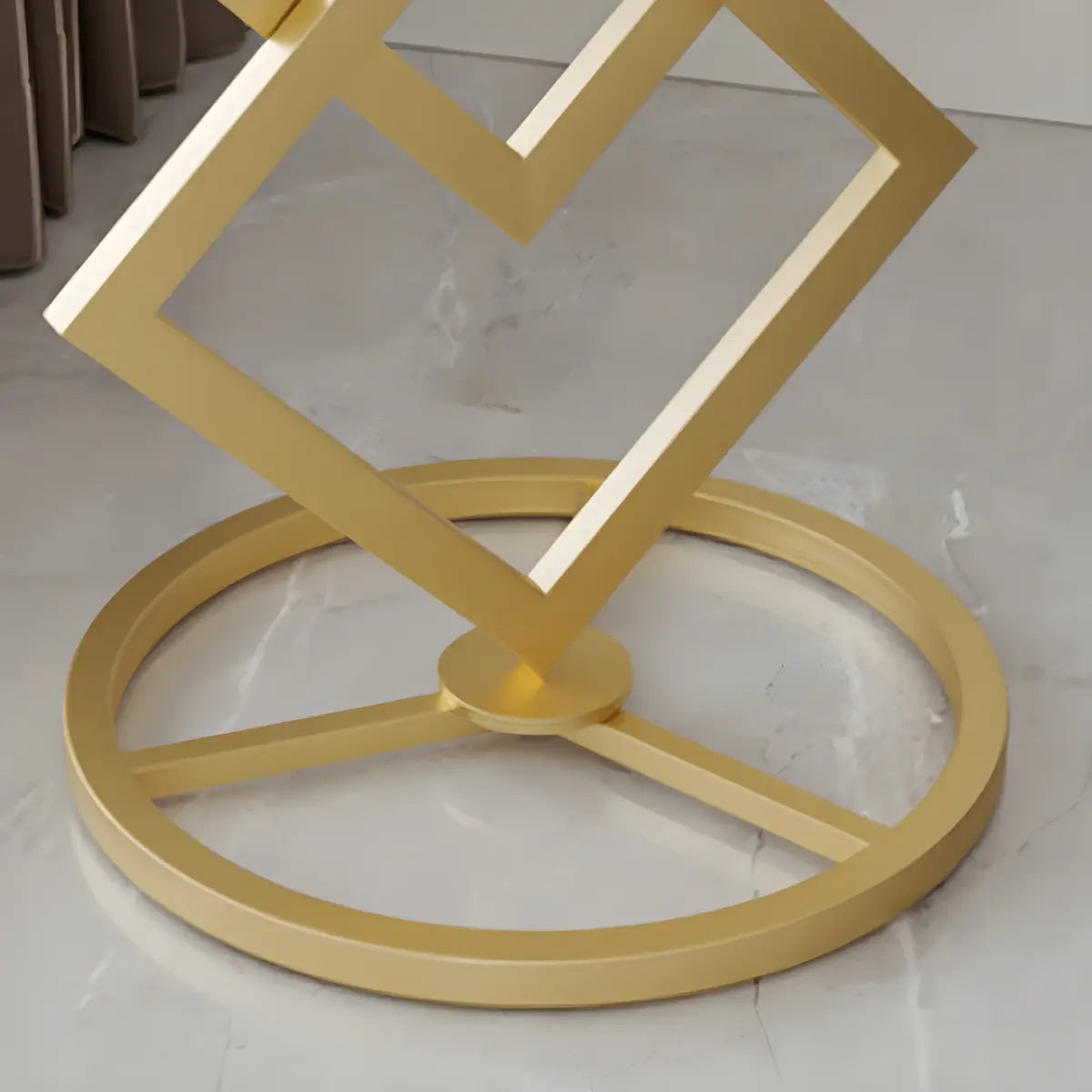 Geometric Marble Black Steel Pedestal Side Table — Gold-White / 1