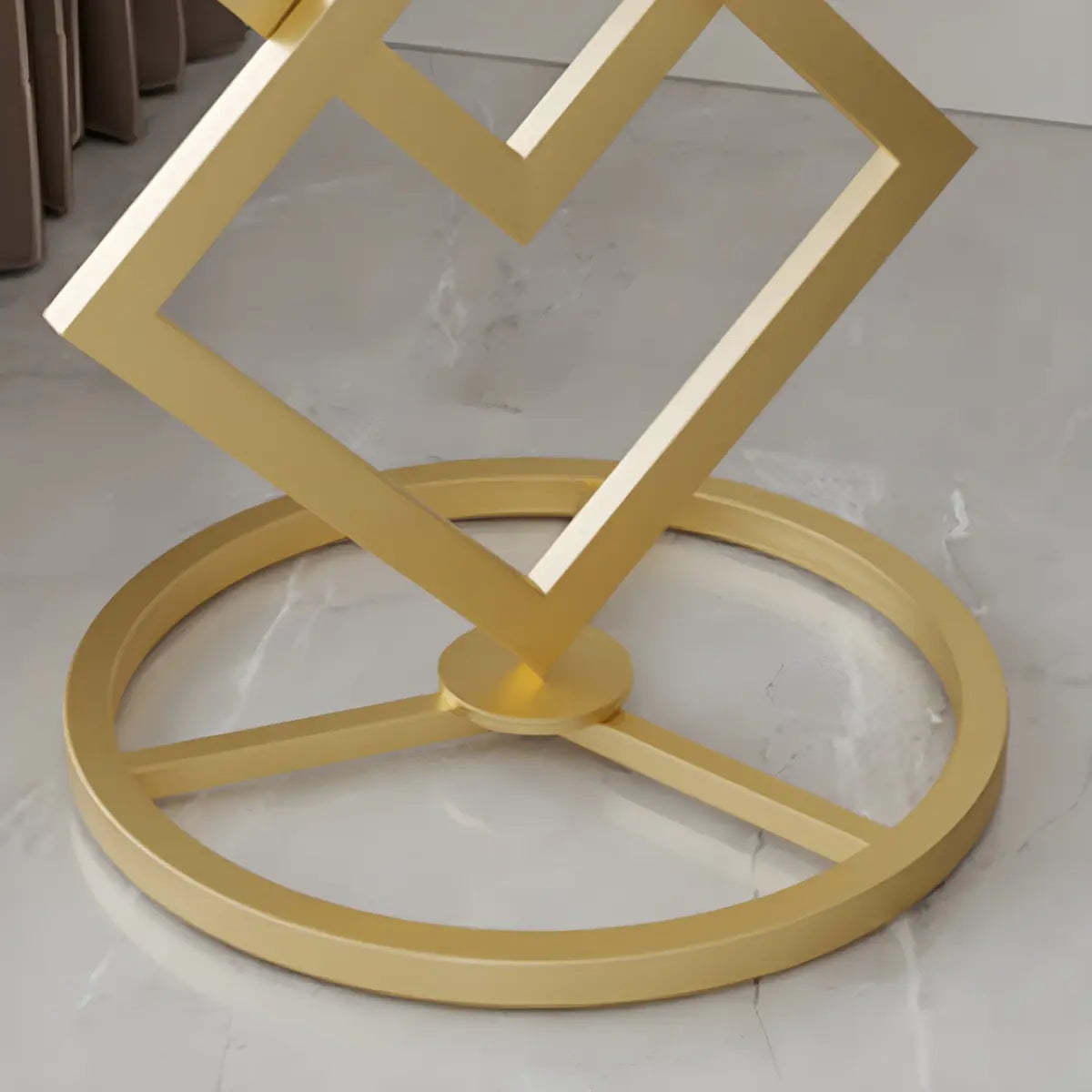 Geometric Marble Black Steel Pedestal Side Table — Gold-White / 1