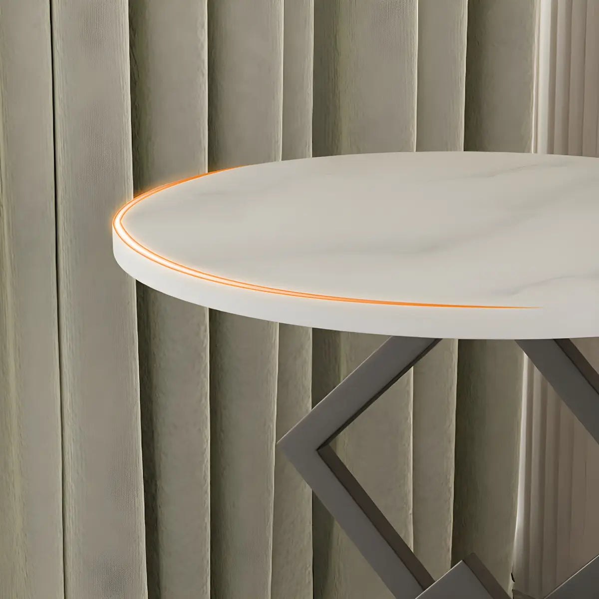 Geometric Marble Black Steel Pedestal Side Table — Black-White / 1